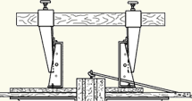 Seawall form stabilizing bracket for wood forming