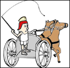 Dee Blockhead in chariot