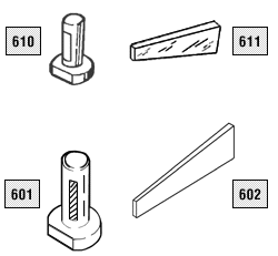 Slotted bolts and wedges - illustration
